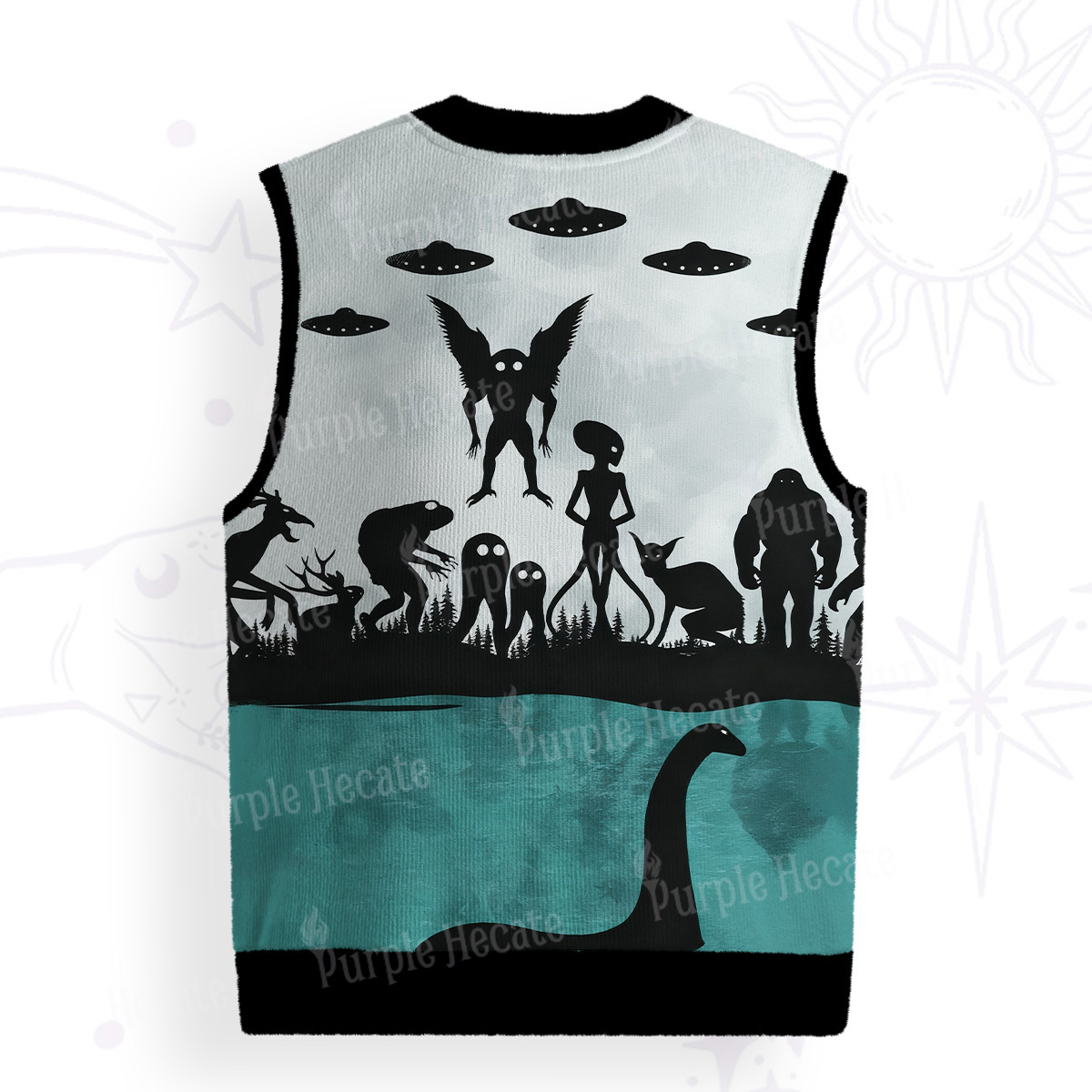 Purplehecate Alien Lake Monster Encounter Ugly Sweater Vest