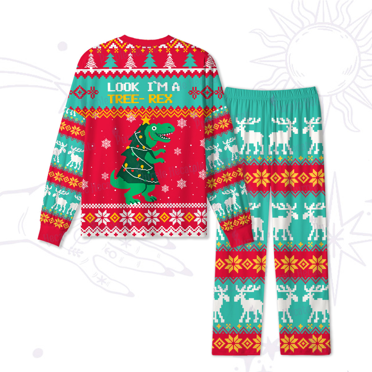 Purplehecate Look Tree I'm A T-Rex Christmas Pajamas