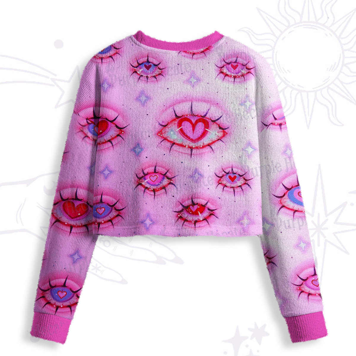 Purplehecate Mystic Love-Eye Crop Fuzzy Ugly Sweatshirt