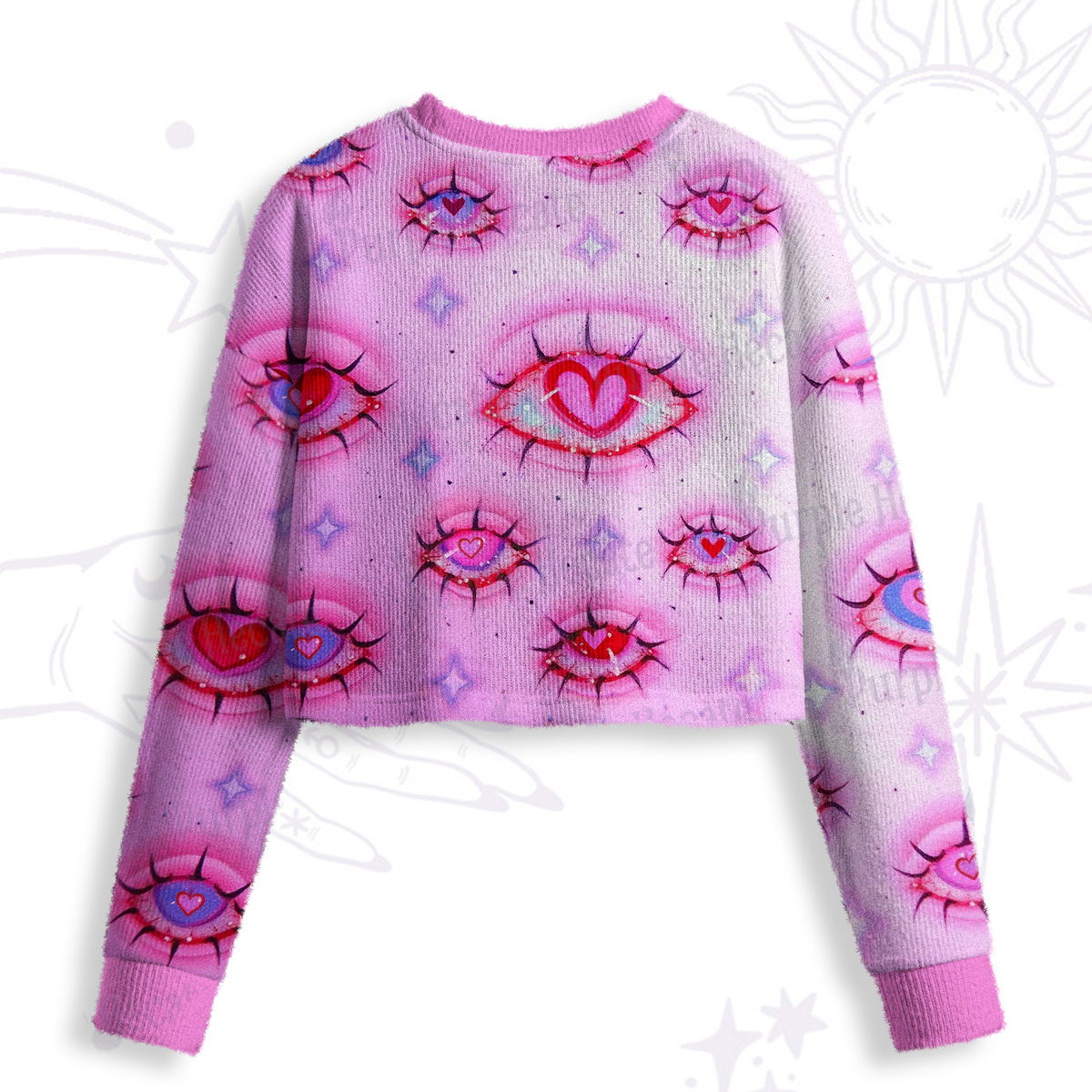 Purplehecate Mystic Love-Eye Crop Fuzzy Ugly Sweatshirt
