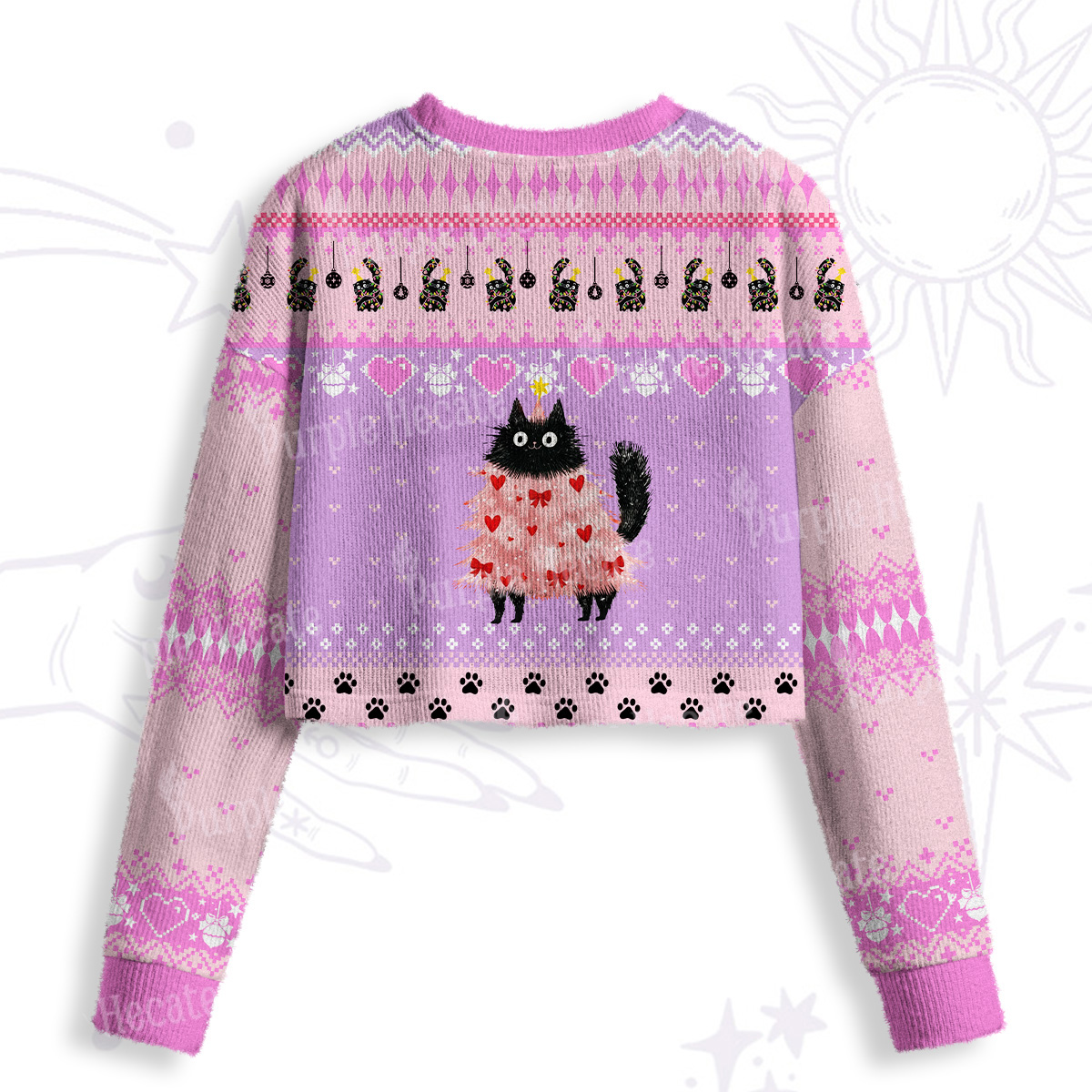 Purplehecate Funny Black Cat in Tree Crop Fuzzy Ugly Sweatshirt