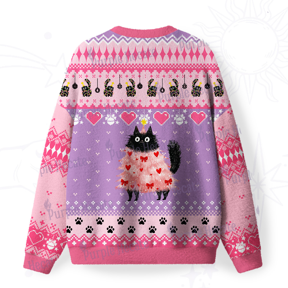 Purplehecate Funny Black Cat in Tree Fuzzy Ugly Sweatshirt