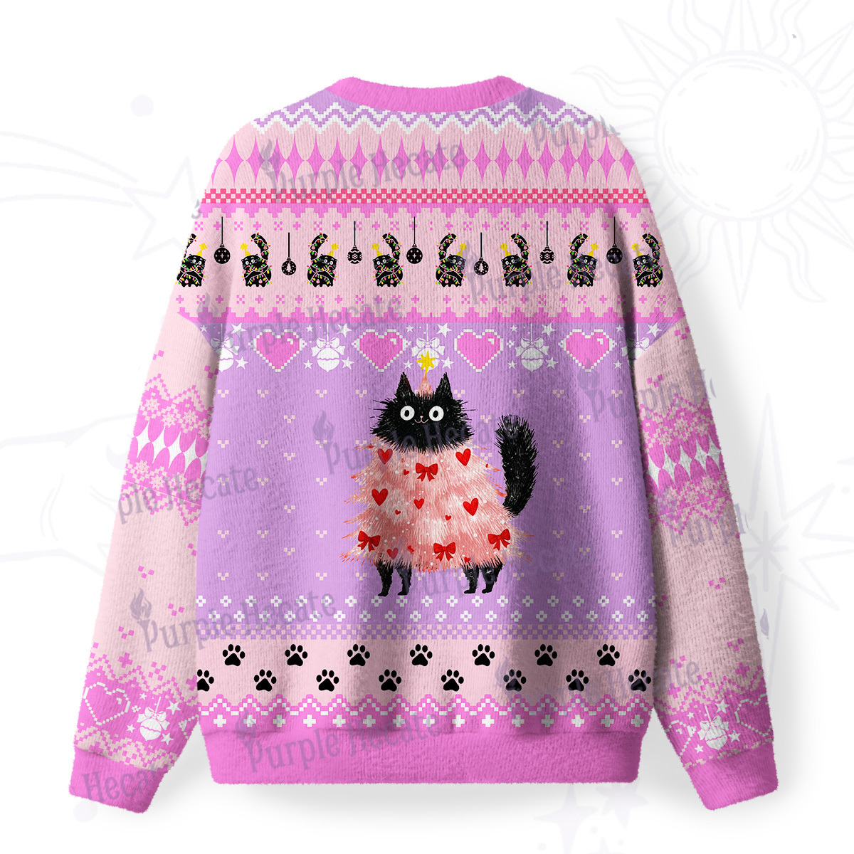 Purplehecate Funny Black Cat in Tree Fuzzy Ugly Sweatshirt