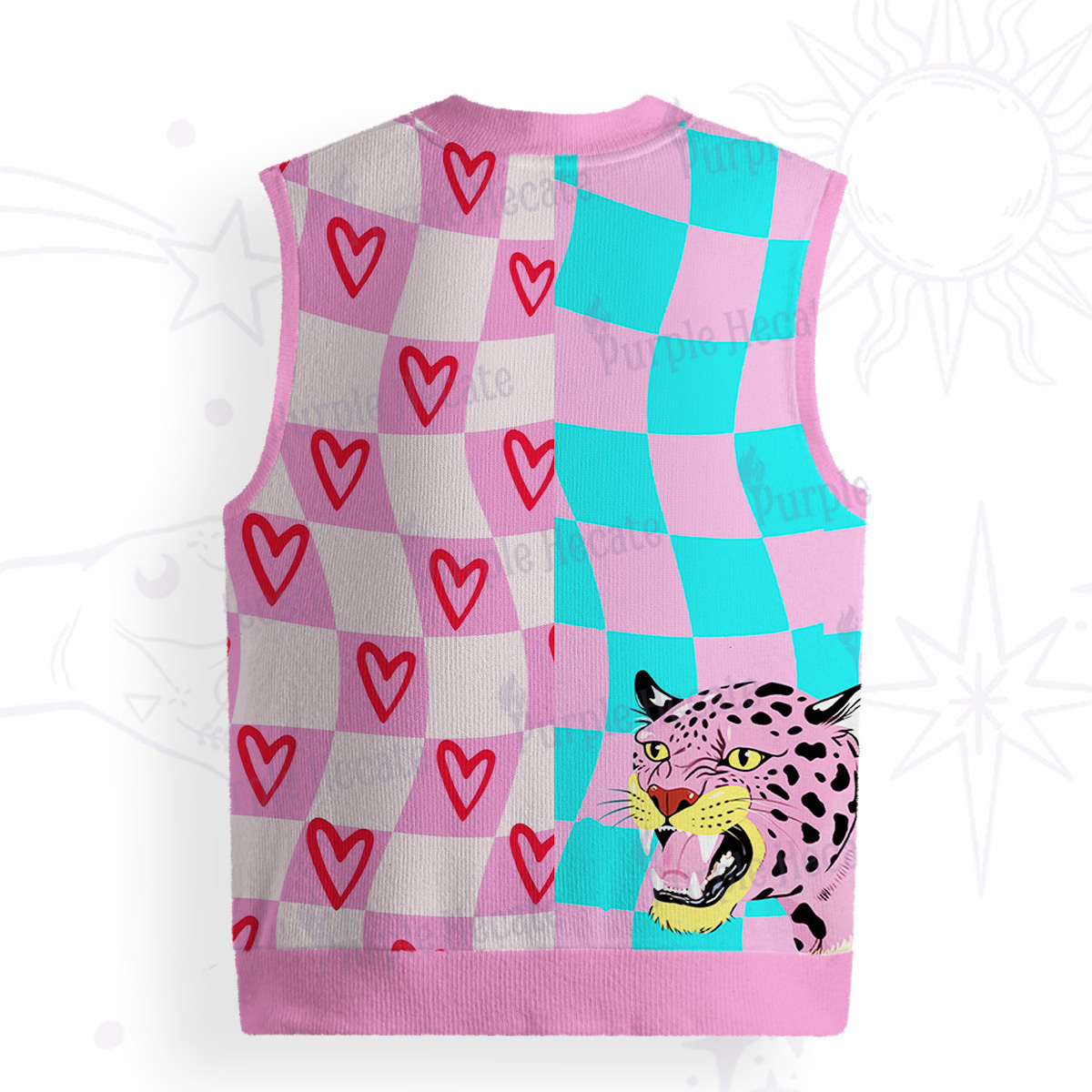 Purplehecate Savage Leopard Evil Eye Ugly Sweater Vest