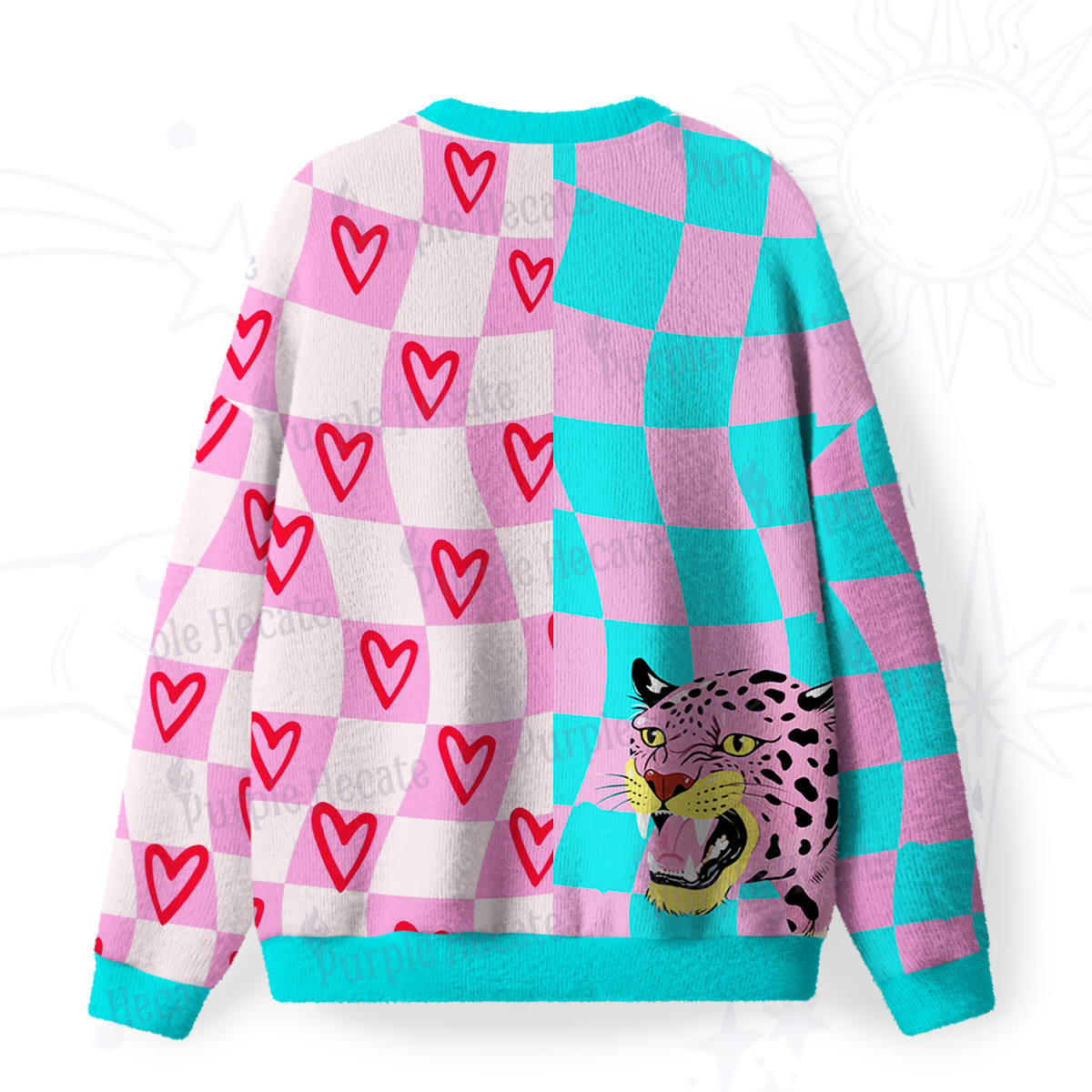 Purplehecate Savage Leopard Evil Eye Fuzzy Ugly Sweatshirt