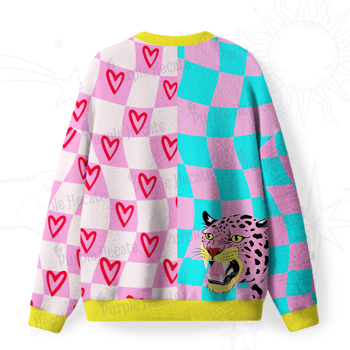 Purplehecate Savage Leopard Evil Eye Fuzzy Ugly Sweatshirt