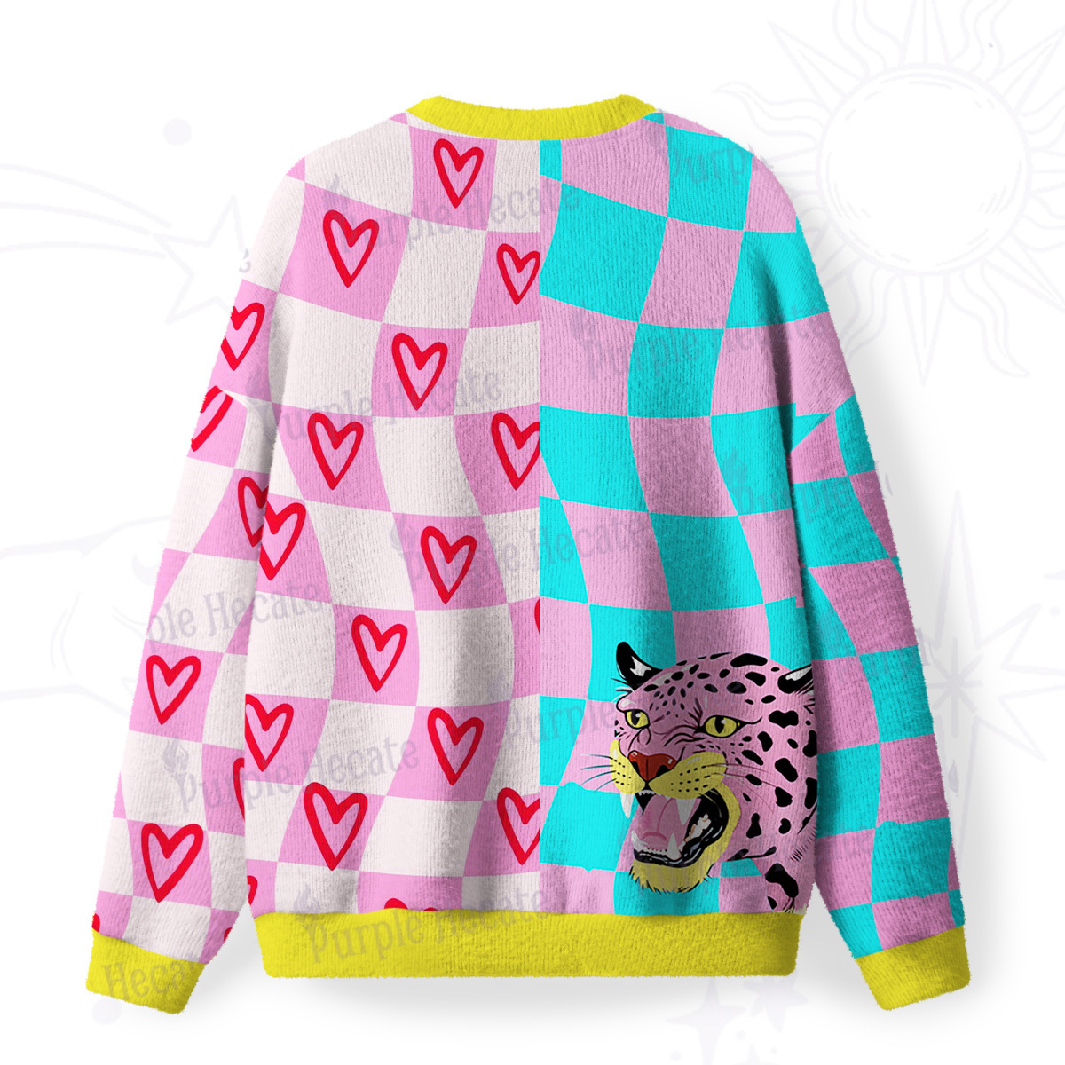 Purplehecate Savage Leopard Evil Eye Fuzzy Ugly Sweatshirt