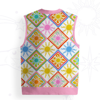 Purplehecate Colorful Sunshine Patchwork Ugly Sweater Vest