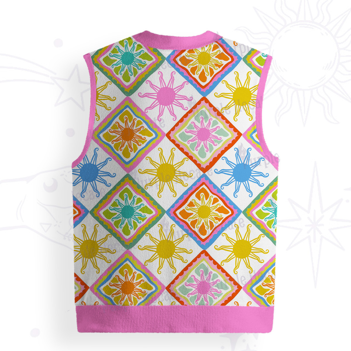 Purplehecate Colorful Sunshine Patchwork Ugly Sweater Vest