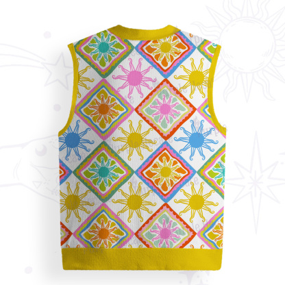 Purplehecate Colorful Sunshine Patchwork Ugly Sweater Vest