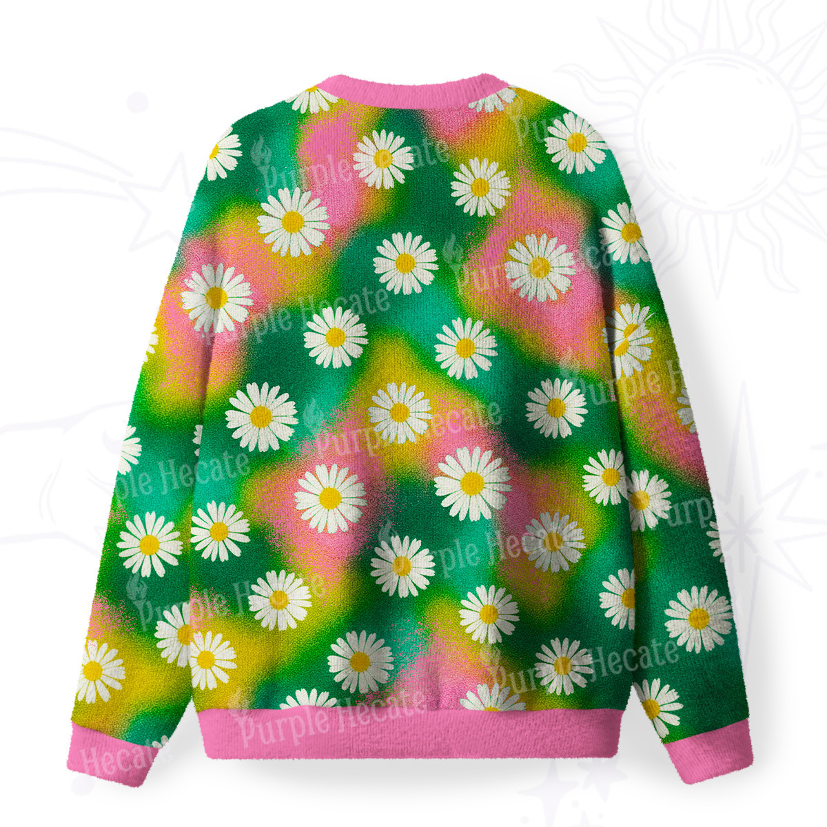 Purplehecate Enchanted Daisy Spring Romance Fuzzy Ugly Sweatshirt
