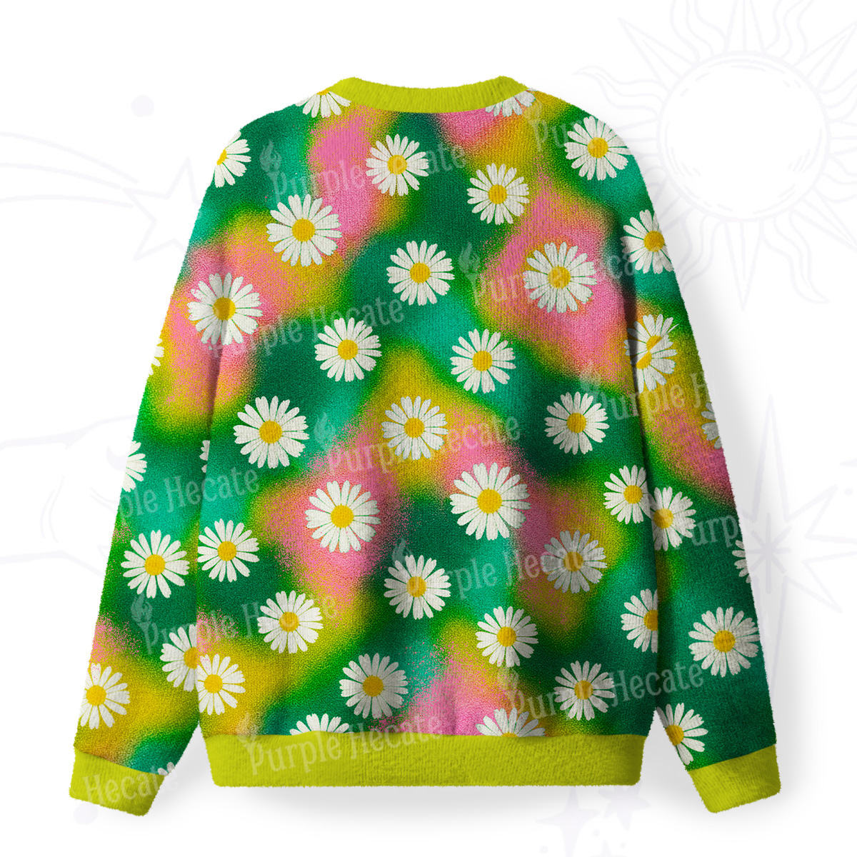 Purplehecate Enchanted Daisy Spring Romance Fuzzy Ugly Sweatshirt