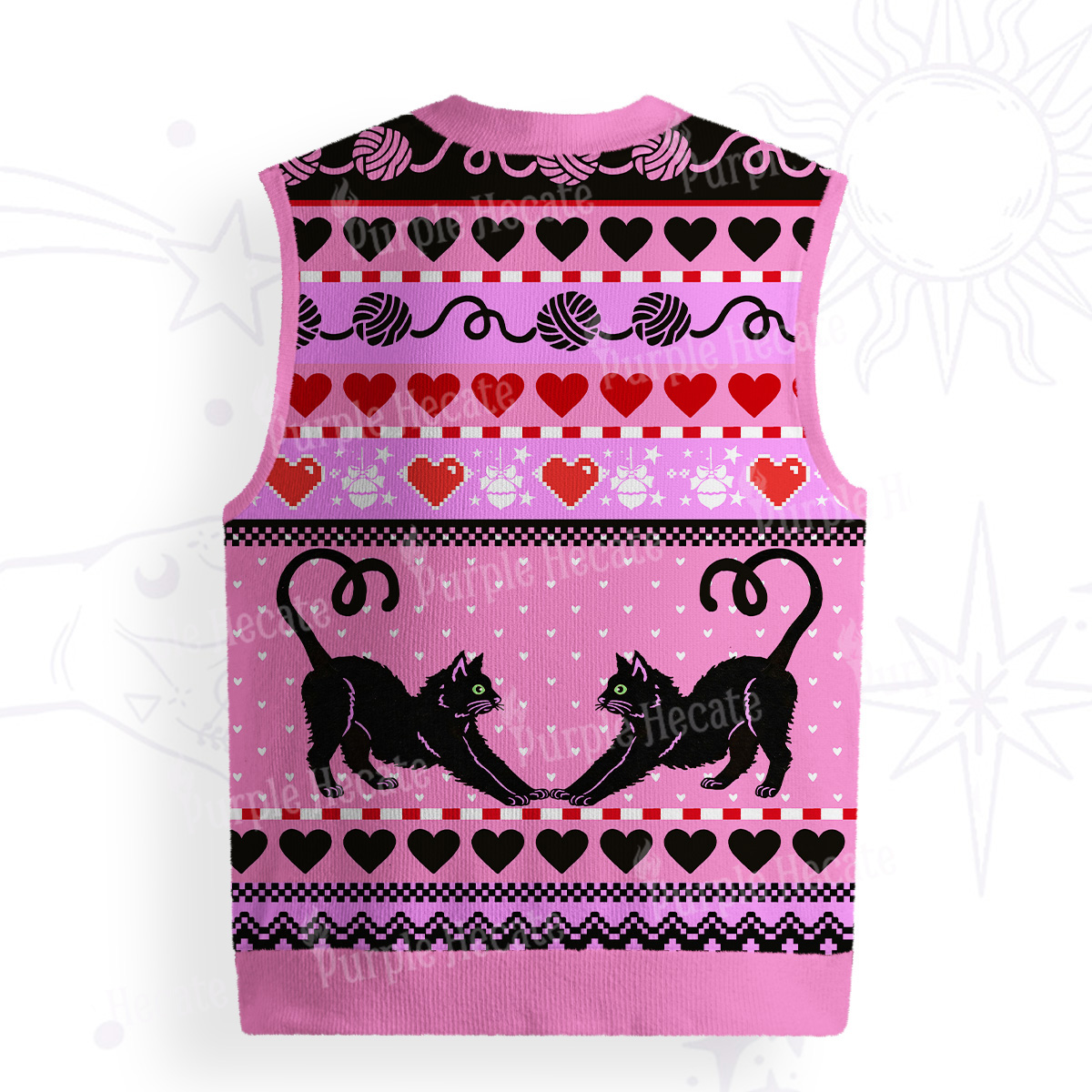 Purplehecate Sweet Black Cat Ugly Sweater Vest