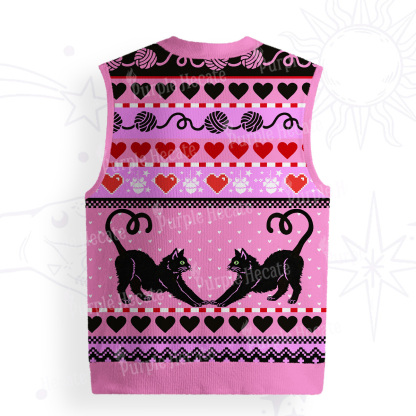 Purplehecate Sweet Black Cat Ugly Sweater Vest