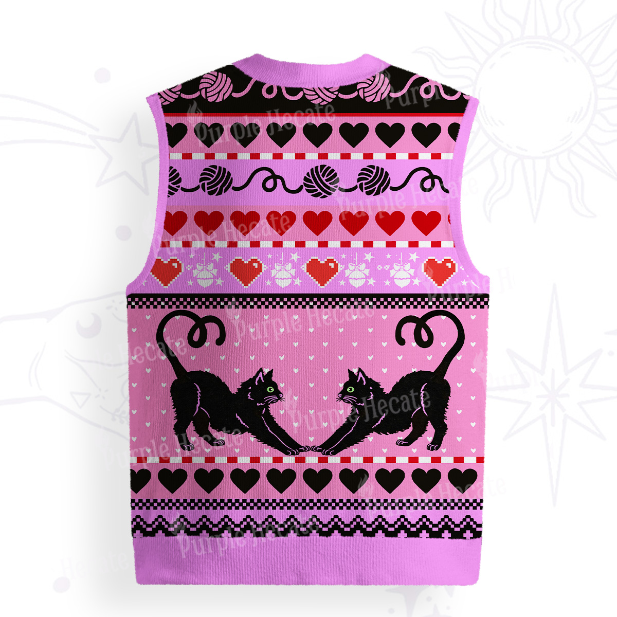 Purplehecate Sweet Black Cat Ugly Sweater Vest