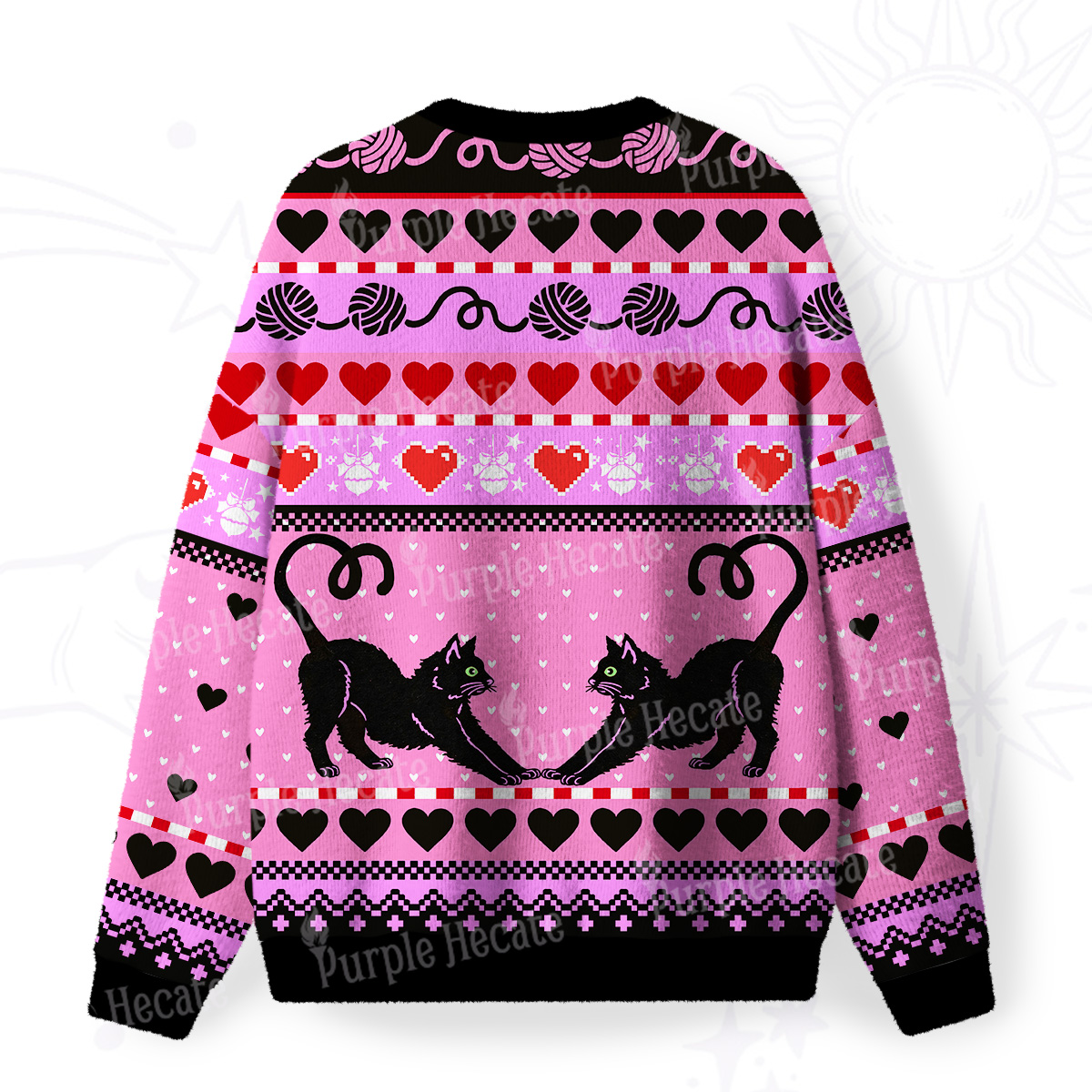 Purplehecate Sweet Black Cat Fuzzy Ugly Sweatshirt