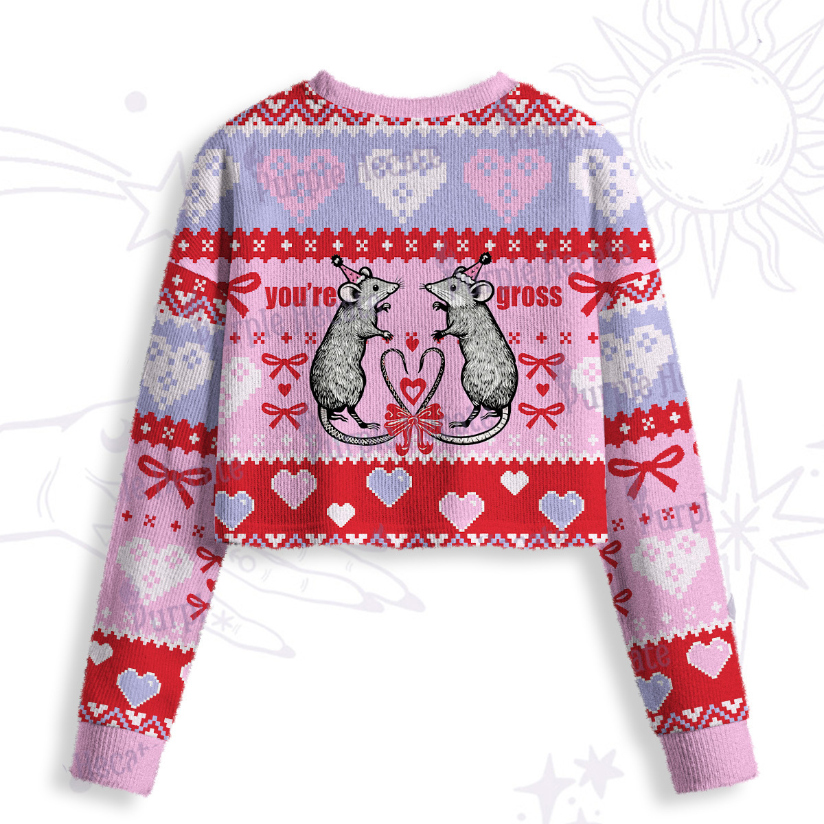 Purplehecate You're Gross Crop Fuzzy Ugly Sweatshirt