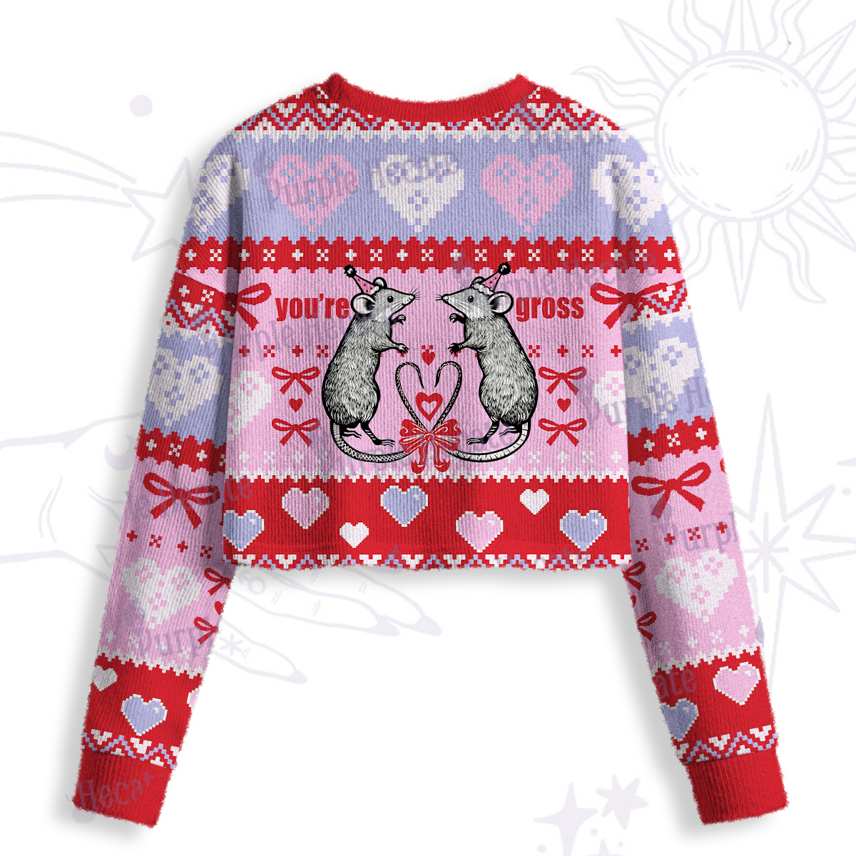 Purplehecate You're Gross Crop Fuzzy Ugly Sweatshirt