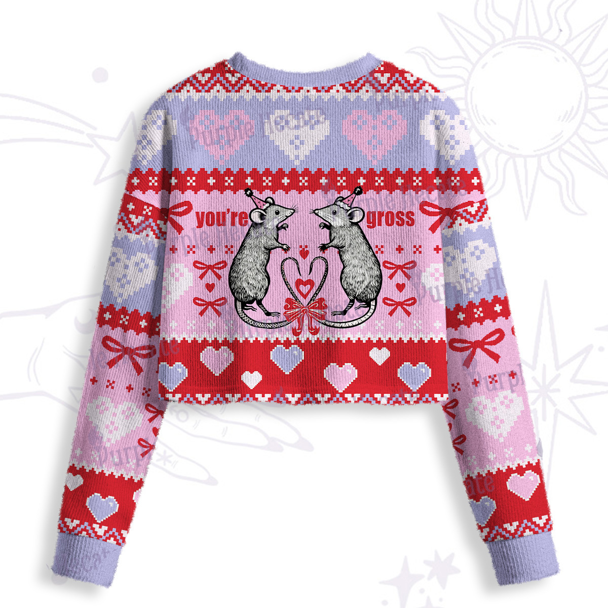 Purplehecate You're Gross Crop Fuzzy Ugly Sweatshirt