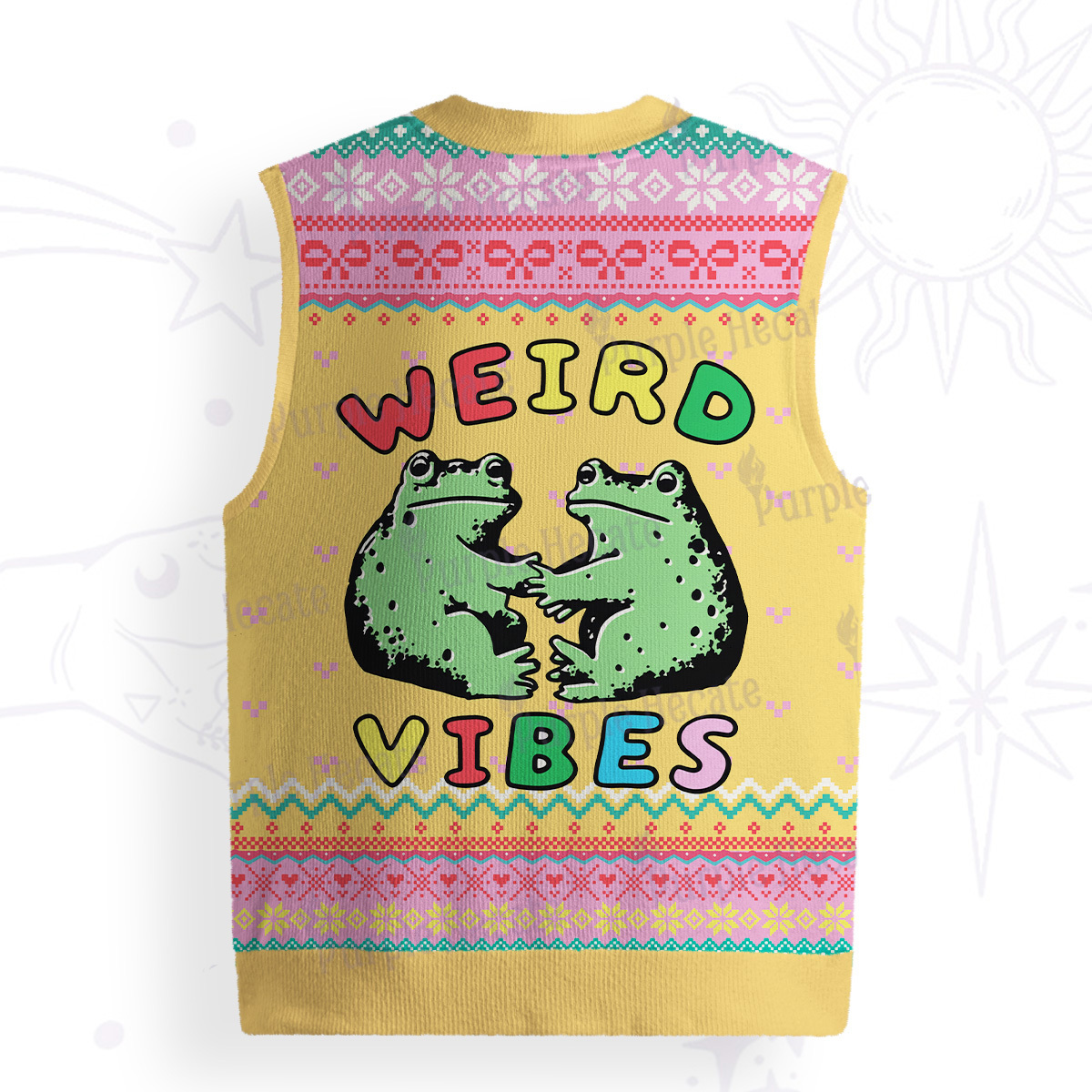 Purplehecate Weird Frog Vibes Ugly Sweater Vest