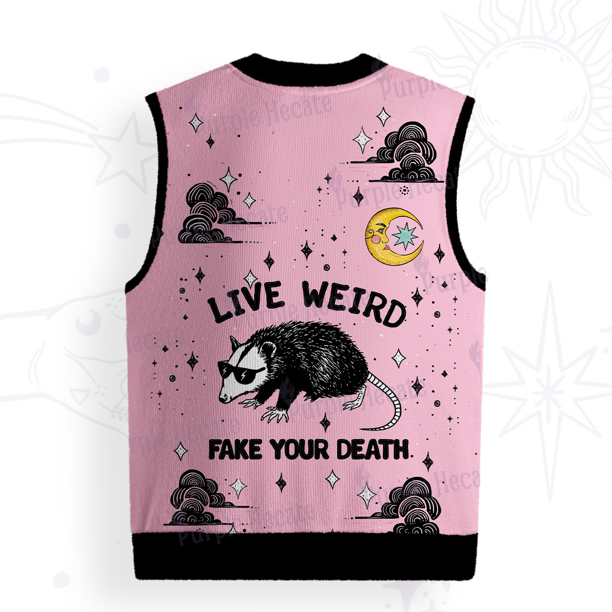 Purplehecate Live Weird Fake Your Death Ugly Sweater Vest