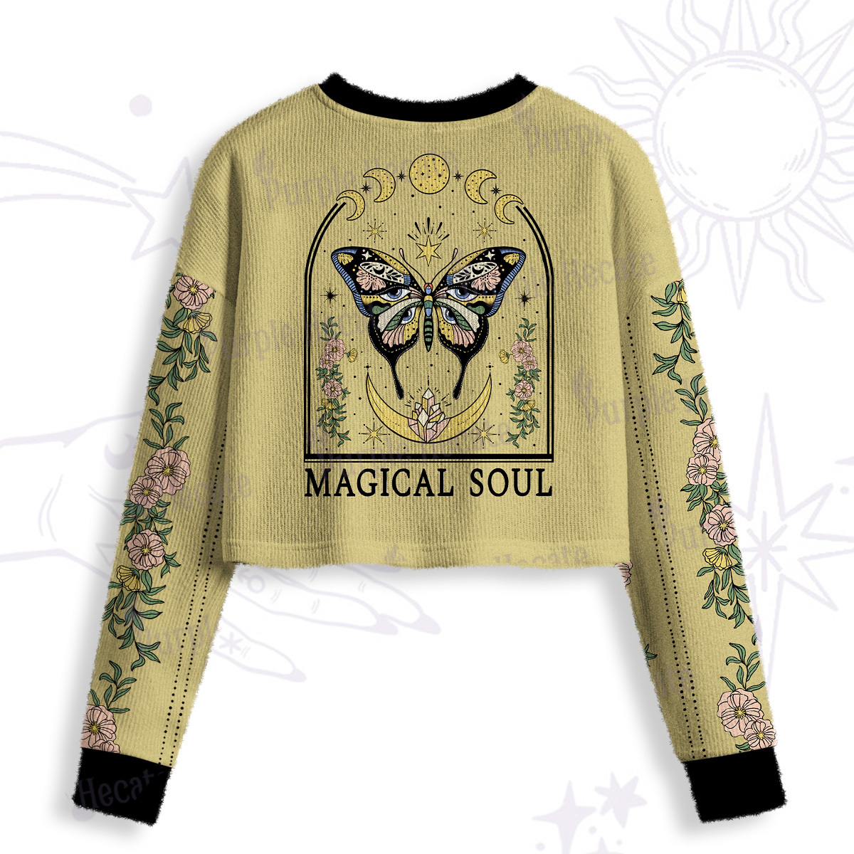 Purplehecate Magical Soul Crop Fuzzy Ugly Sweatshirt