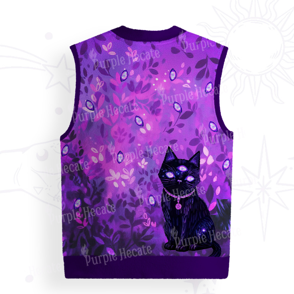 Purplehecate Witch’s Mystic Third-Eye Familiar Ugly Sweater Vest