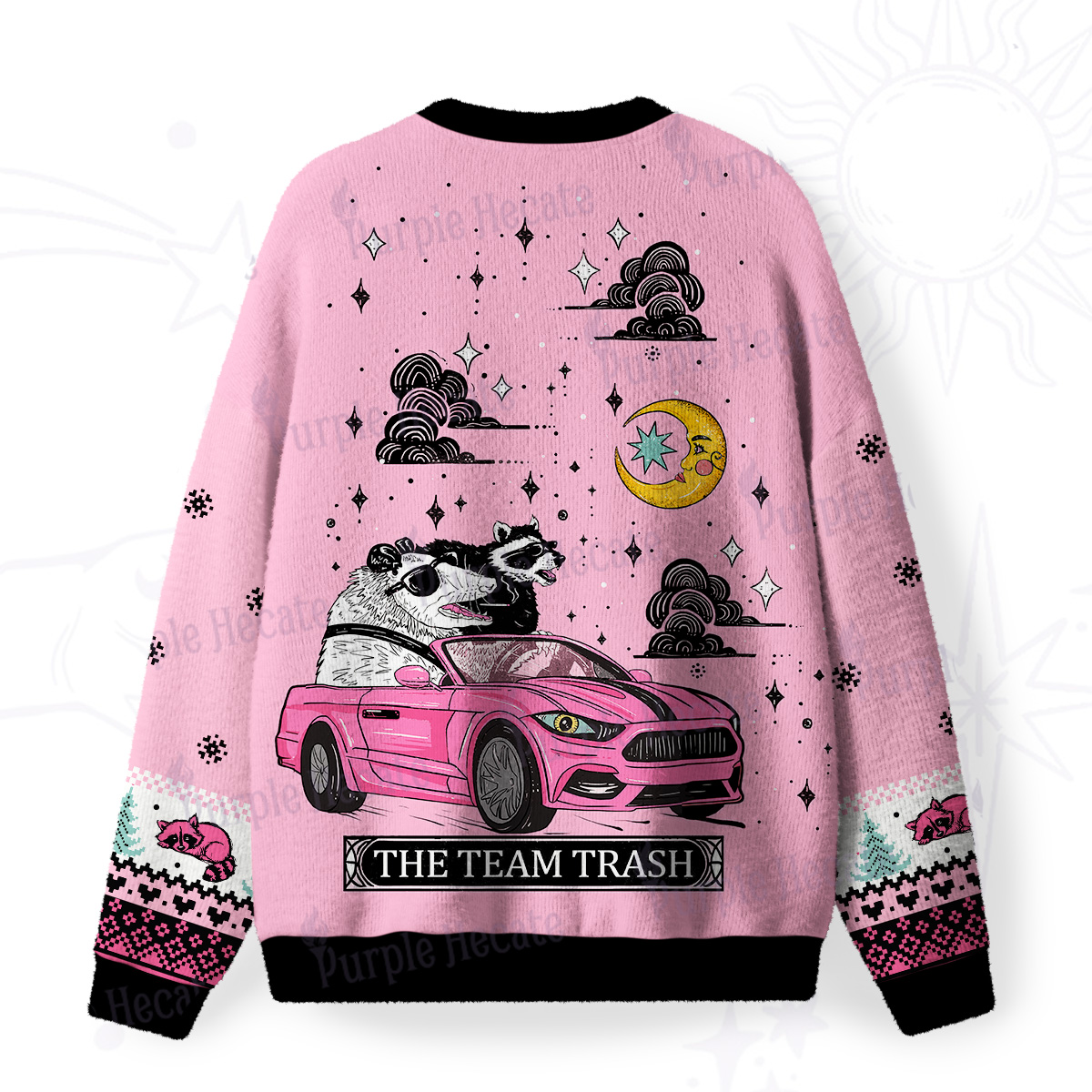 Purplehecate Moonlight Trash Team Fuzzy Ugly Sweatshirt