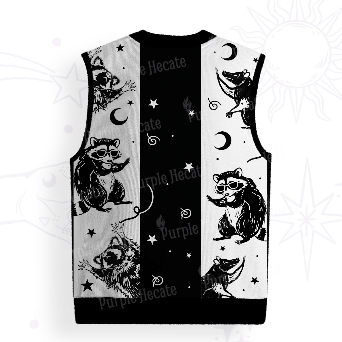 Purplehecate Galactic Raccoon Club Ugly Sweater Vest