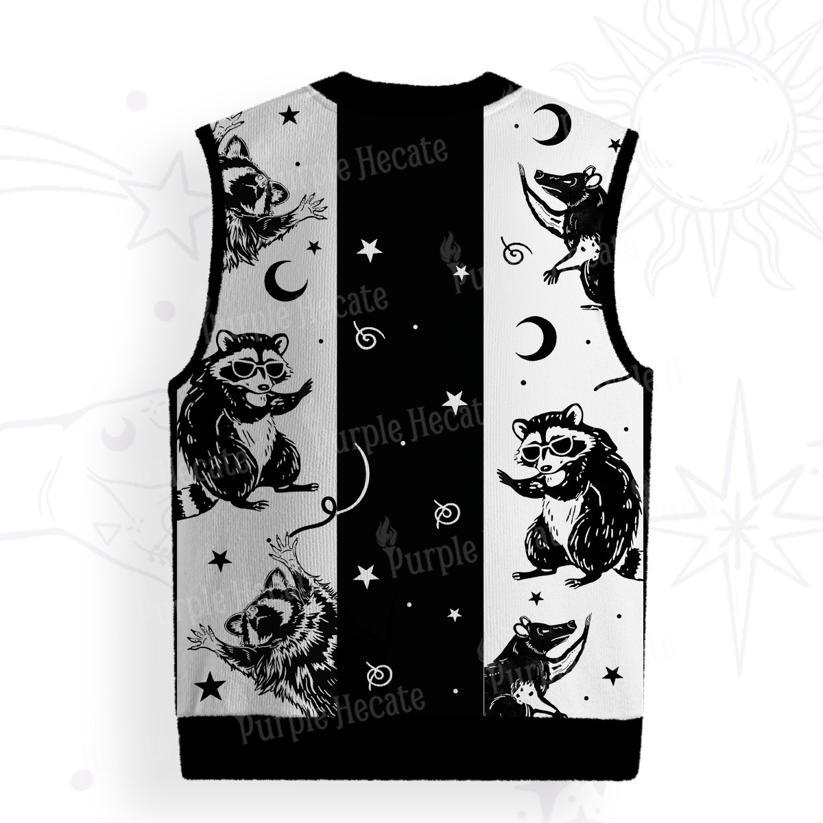 Purplehecate Galactic Raccoon Club Ugly Sweater Vest