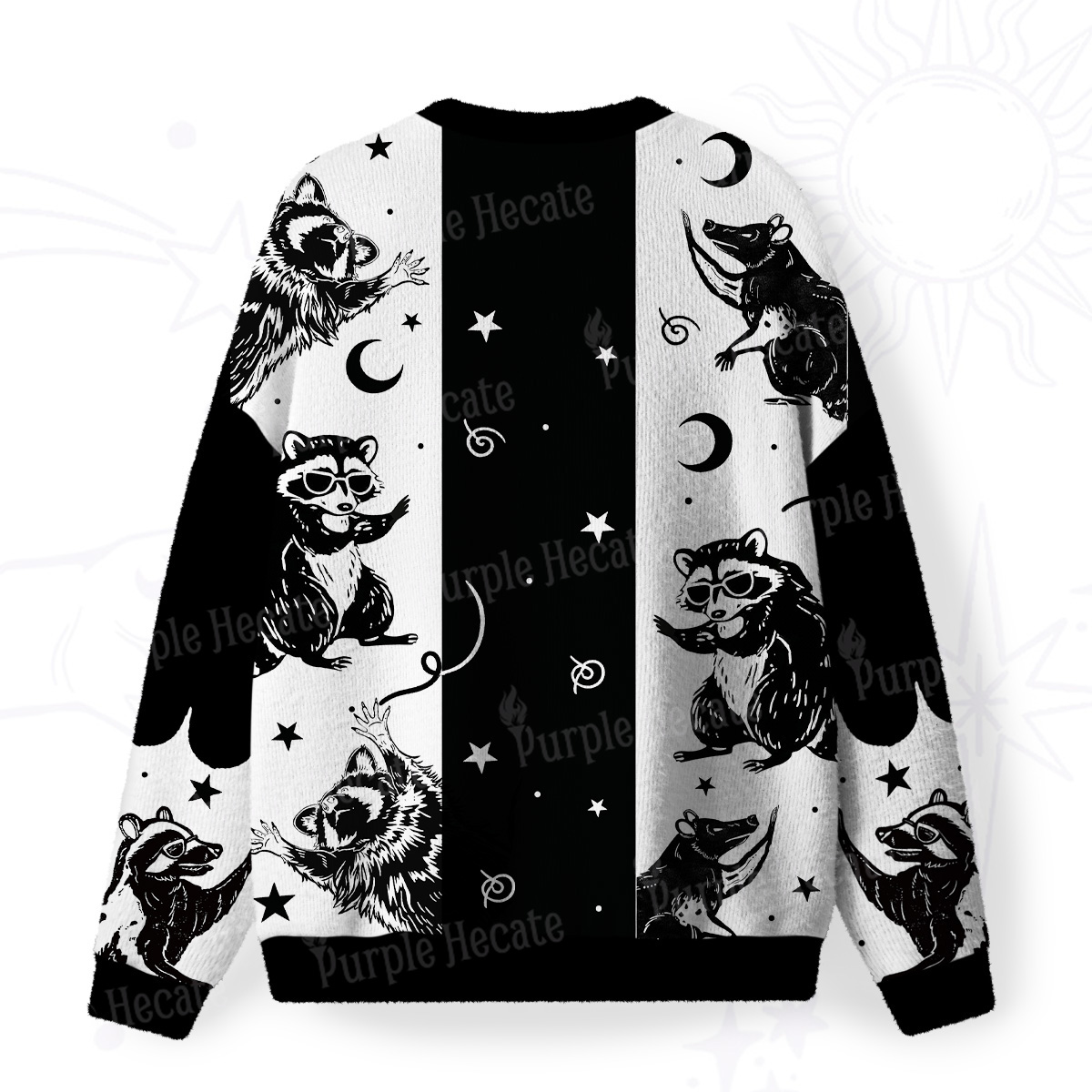 Purplehecate Galactic Raccoon Club Fuzzy Ugly Sweatshirt