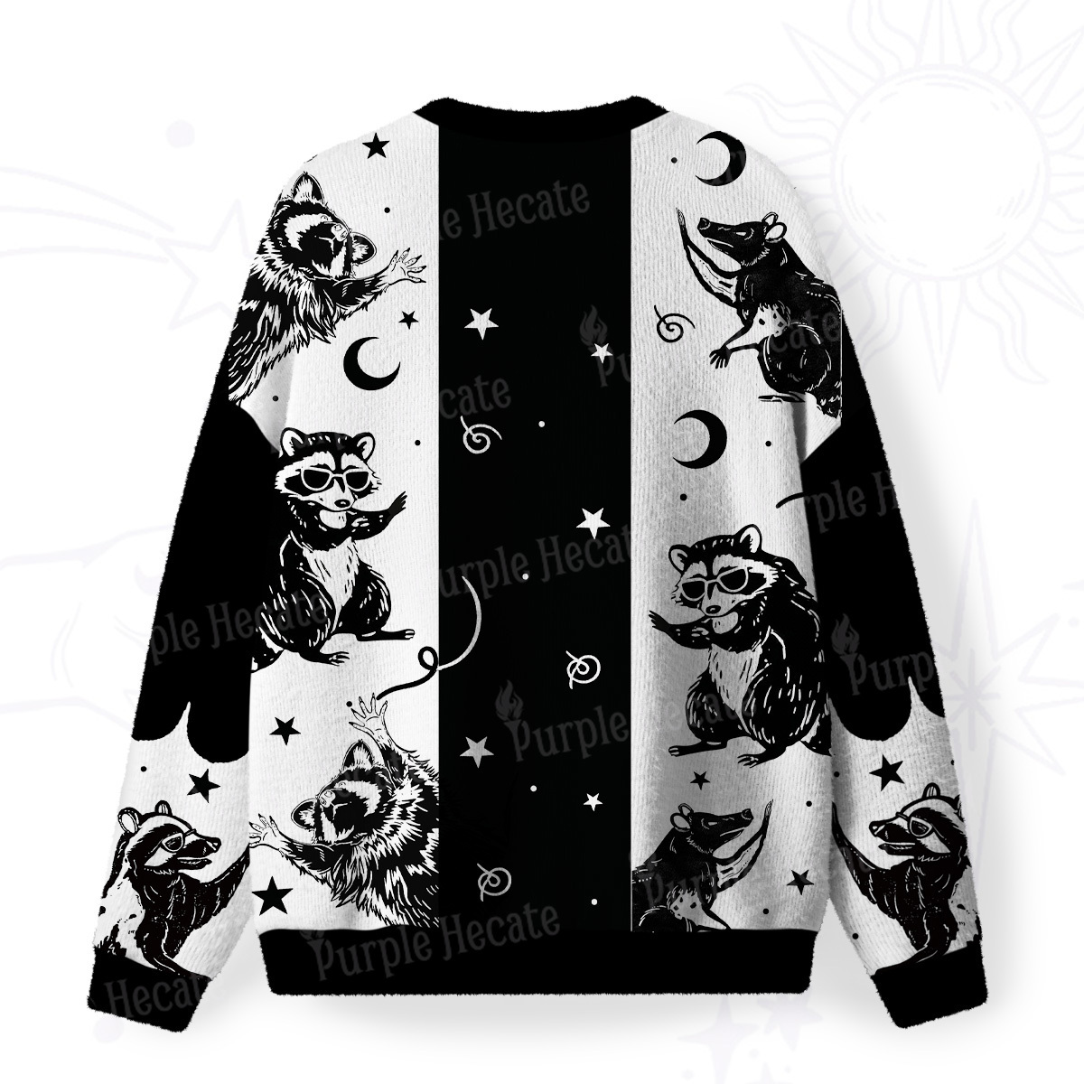 Purplehecate Galactic Raccoon Club Fuzzy Ugly Sweatshirt