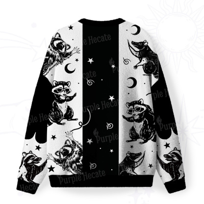 Purplehecate Galactic Raccoon Club Fuzzy Ugly Sweatshirt