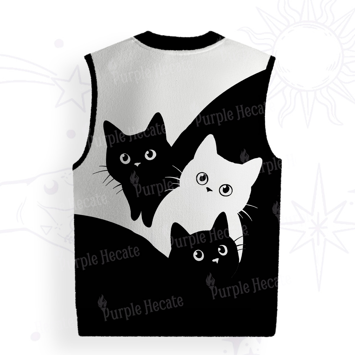Purplehecate Curious Cats Ugly Sweater Vest