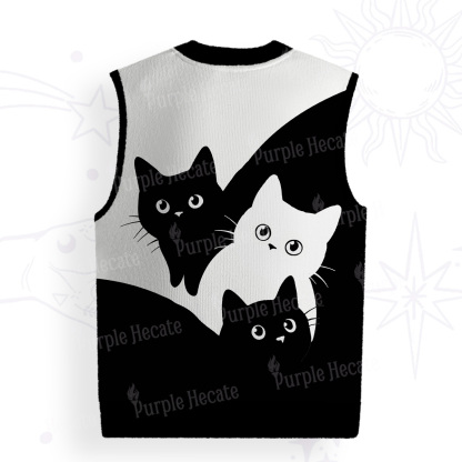 Purplehecate Curious Cats Ugly Sweater Vest