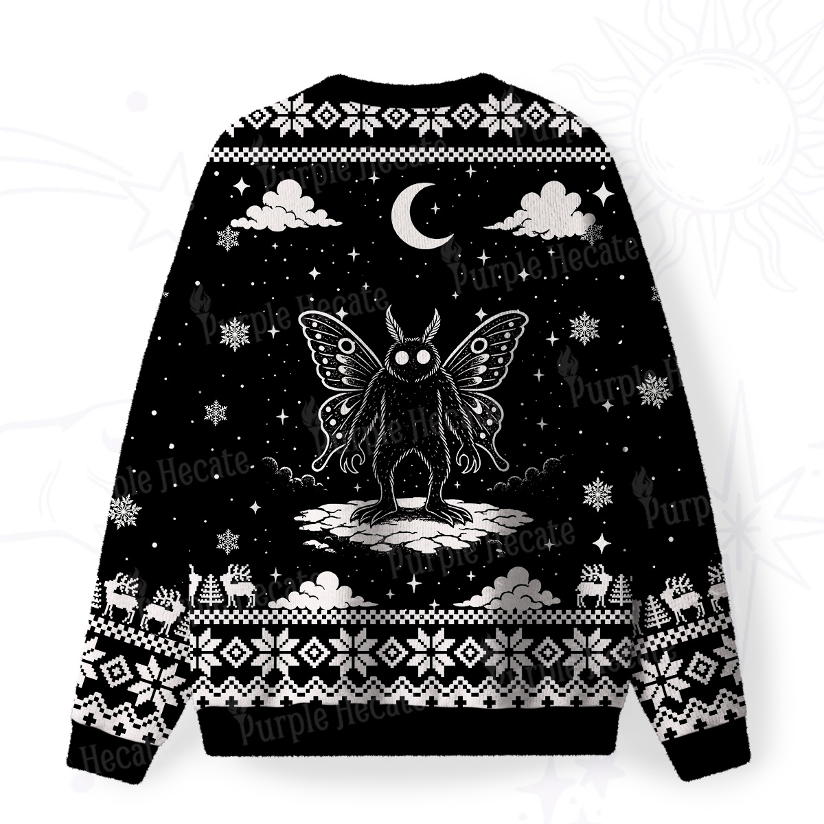 Purplehecate Dark Moth Fuzzy Ugly Sweatshirt
