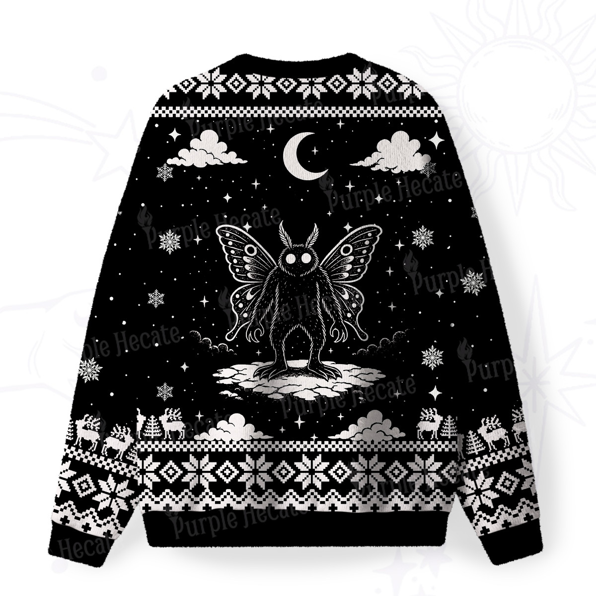Purplehecate Dark Moth Fuzzy Ugly Sweatshirt