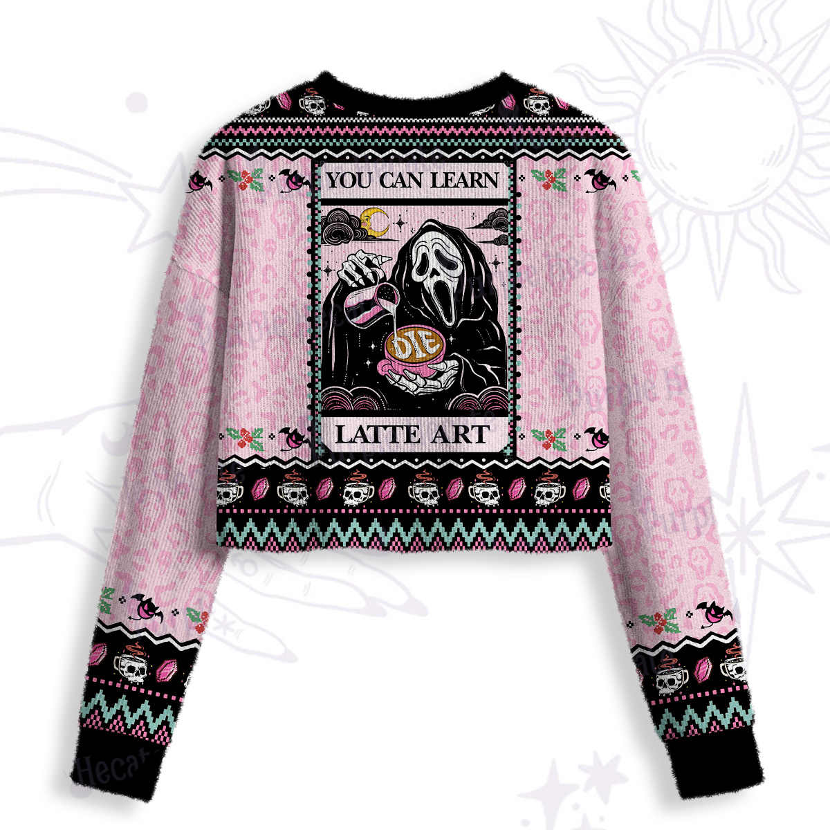 Purplehecate The You Can Learn Latte Art Crop Fuzzy Ugly Sweatshirt