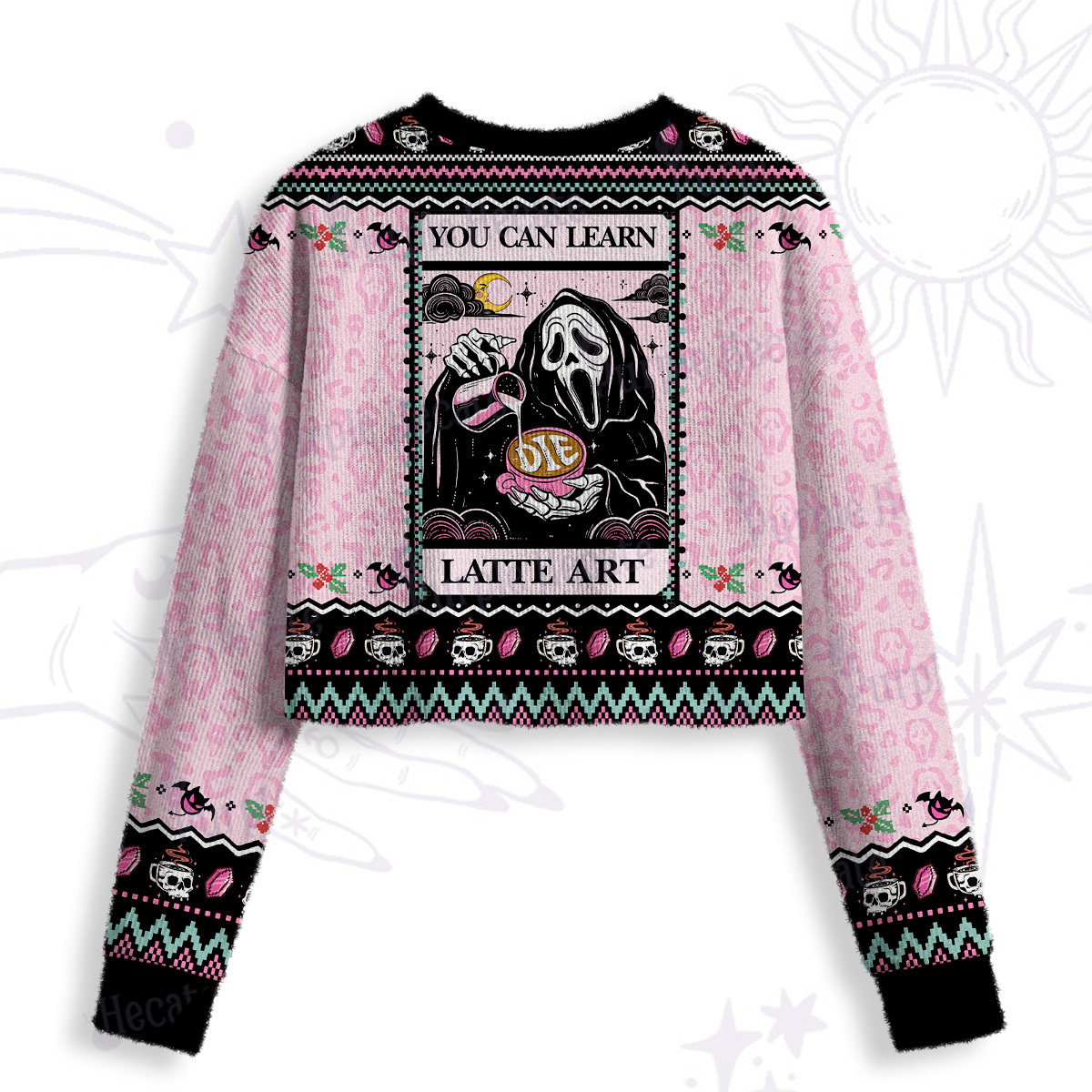 Purplehecate The You Can Learn Latte Art Crop Fuzzy Ugly Sweatshirt