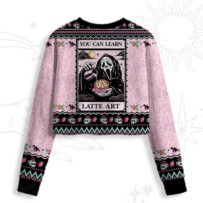 Purplehecate The You Can Learn Latte Art Crop Fuzzy Ugly Sweatshirt