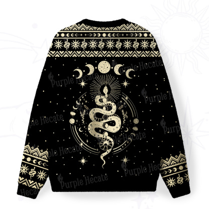 Purplehecate Snake And Moon Phase Comfort Fuzzy Ugly Sweatshirt
