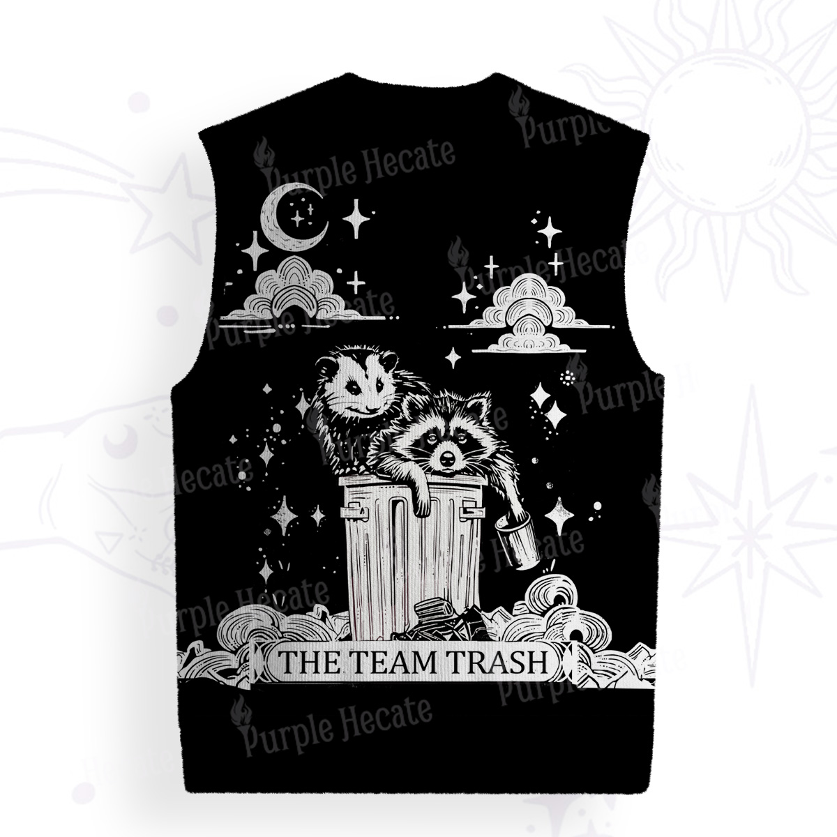 Purplehecate The Team Trash Raccoon & Possum Ugly Sweater Vest