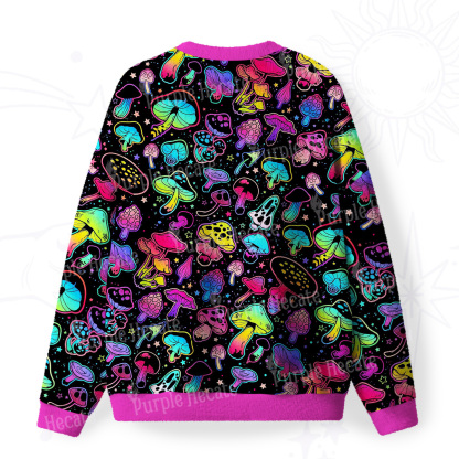 Purplehecate Psychedelic Mushroom Rave Fuzzy Ugly Sweatshirt