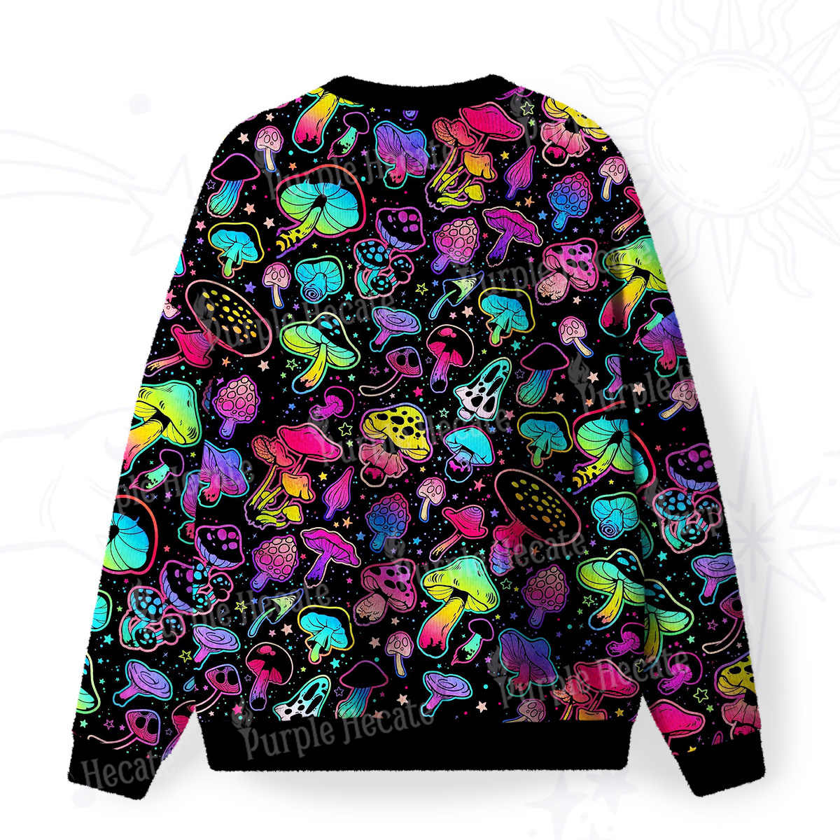 Purplehecate Psychedelic Mushroom Rave Fuzzy Ugly Sweatshirt