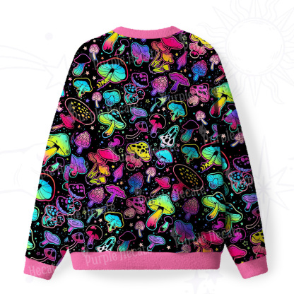 Purplehecate Psychedelic Mushroom Rave Fuzzy Ugly Sweatshirt
