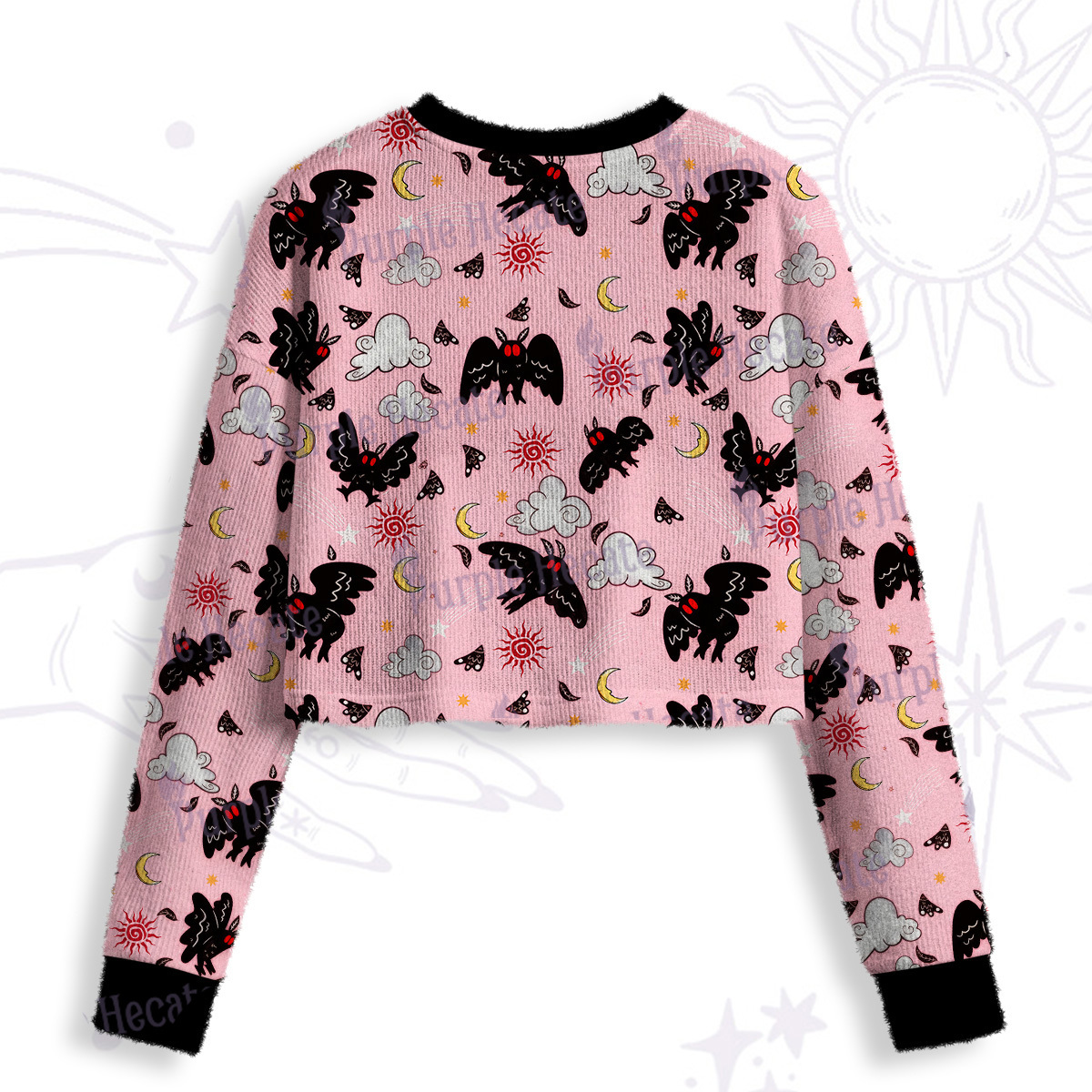 Purplehecate Cryptid Mothman Crop Fuzzy Ugly Sweatshirt