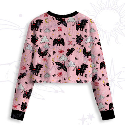 Purplehecate Cryptid Mothman Crop Fuzzy Ugly Sweatshirt
