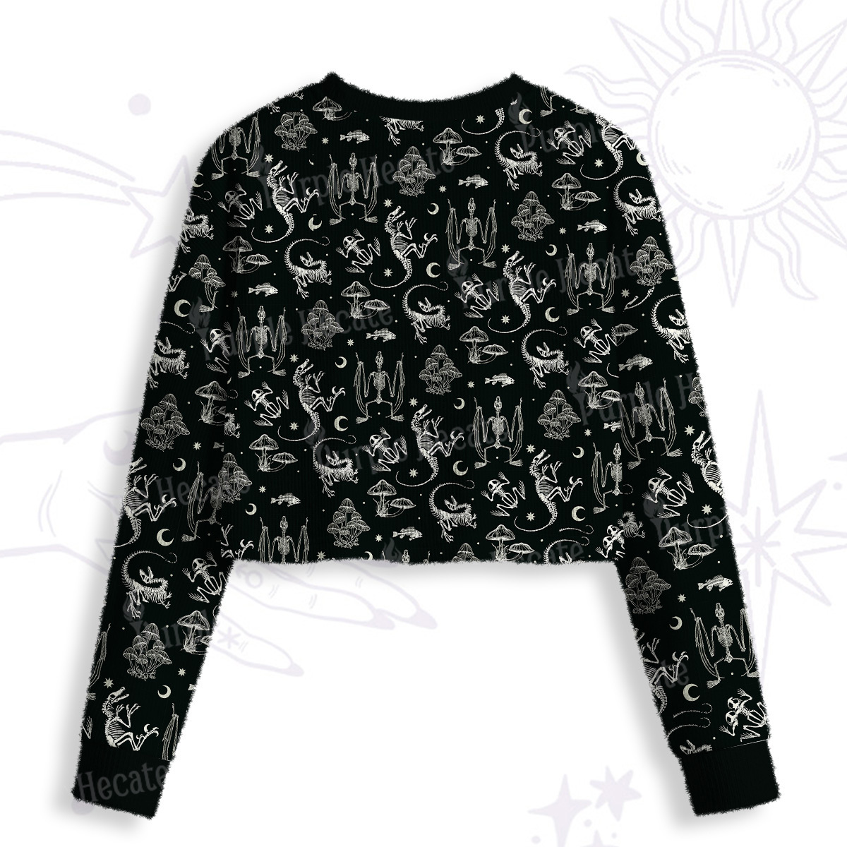 Purplehecate Prehistoric Fantasy Crop Fuzzy Ugly Sweatshirt