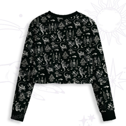Purplehecate Prehistoric Fantasy Crop Fuzzy Ugly Sweatshirt