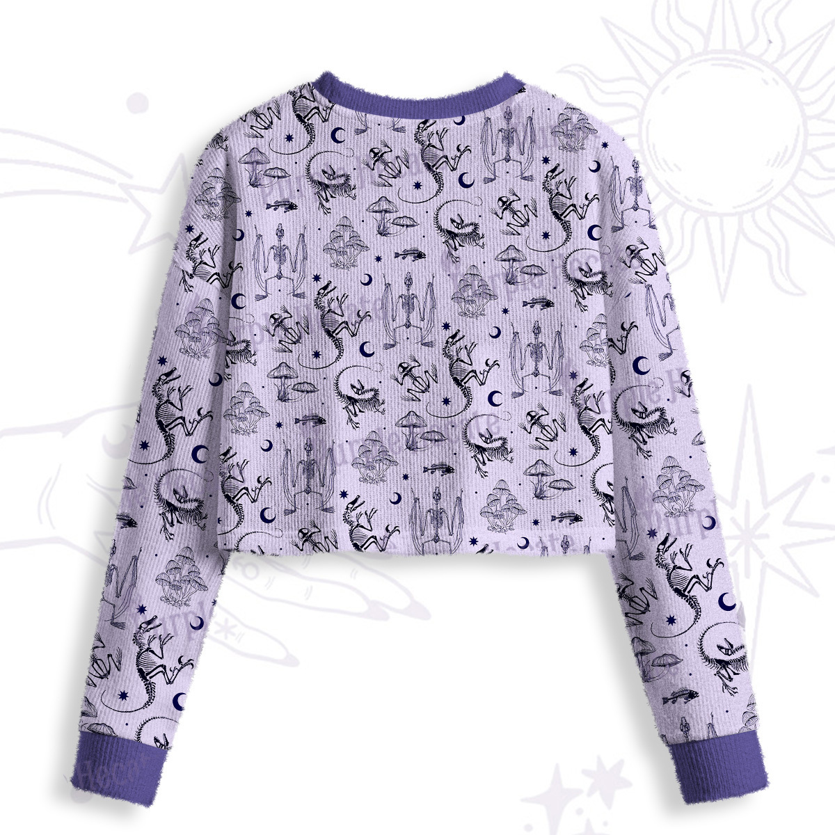 Purplehecate Prehistoric Fantasy Crop Fuzzy Ugly Sweatshirt